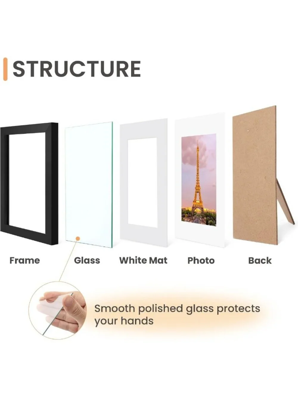 Set of 3 Black Gallery Glass Photo Frames 11x14 - Stylish Wall Decor & Display